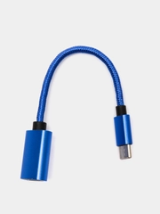 OTG (отг) переходник Type-C на USB с проводом. Красный, черный, синий, золотой