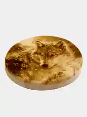 Молочный доска разделочная деревянная из массива кедра, круглая, малая 18x18х2,2 см