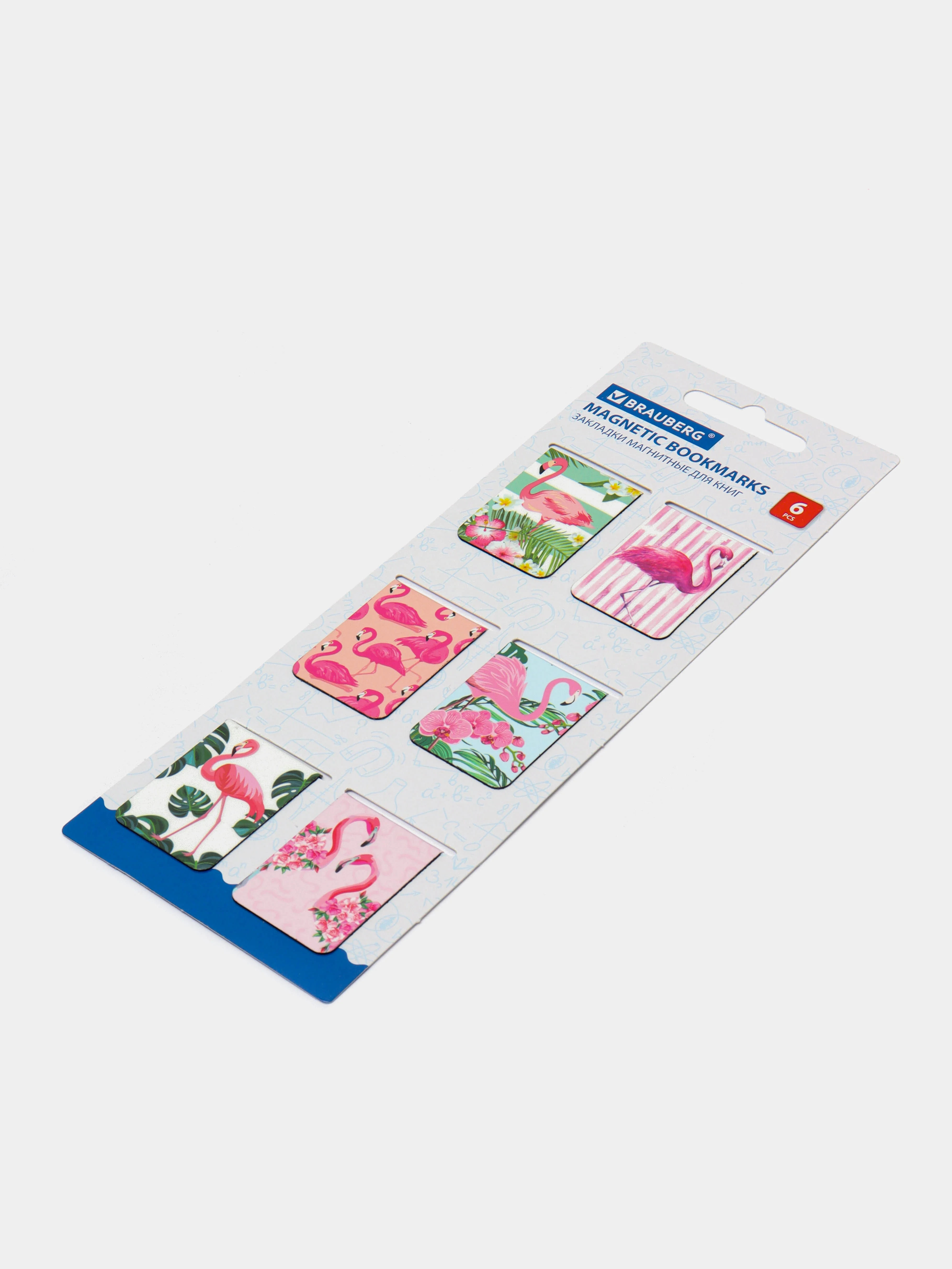 Закладки для книг МАГНИТНЫЕ, "FLAMINGO", набор 6 шт., 35x25 мм, BRAUBERG, 113165