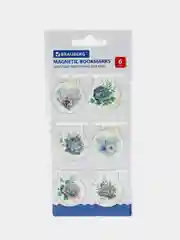 Закладки для книг МАГНИТНЫЕ, "FLOWERS", набор 6 шт., 32х28мм, BRAUBERG, 113168