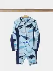Голубой костюм купальный для мальчика, гидрокостюм, купальник детский с панамой