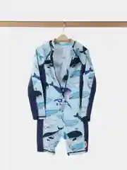 Голубой костюм купальный для мальчика, гидрокостюм, купальник детский с панамой