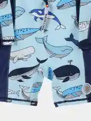 Голубой костюм купальный для мальчика, гидрокостюм, купальник детский с панамой