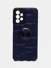 Темно-синий чехол Samsung Galaxy A23 / Самсунг Галакси А23, силиконовый, под кожу, с кольцом