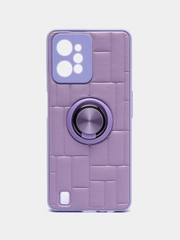 Чехол Realme C31 / Реалми С31, силиконовый, под кожу, с кольцом