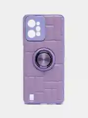 Лавандовый чехол Realme C31 / Реалми С31, силиконовый, под кожу, с кольцом