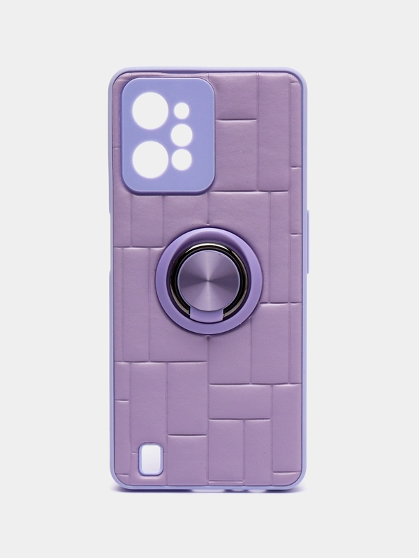 Чехол Realme C31 / Реалми С31, силиконовый, под кожу, с кольцом
