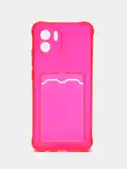 Красный силиконовый чехол Xiaomi Redmi A1, (Сяоми Редми А1), с карманом, прозрачный