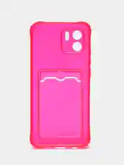 Красный силиконовый чехол Xiaomi Redmi A1, (Сяоми Редми А1), с карманом, прозрачный