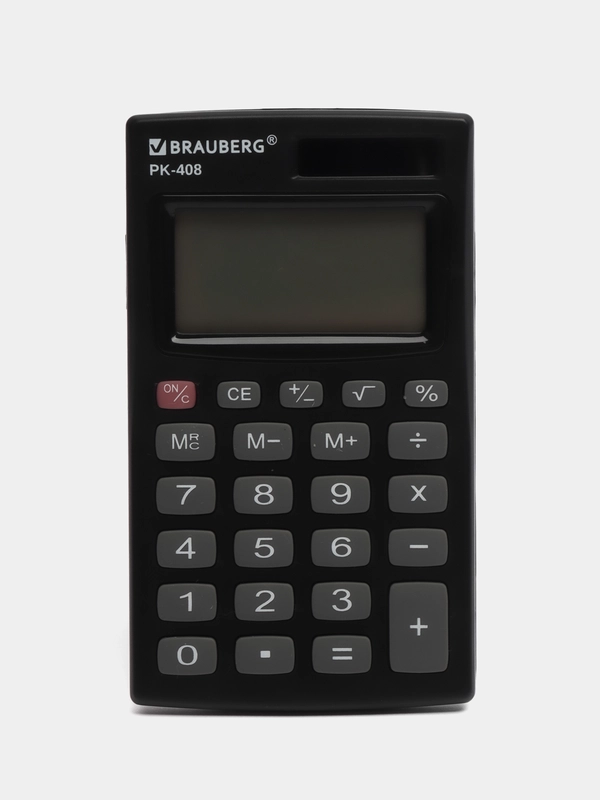 Калькулятор карманный BRAUBERG PK-408-BK (97x56 мм), 8 разрядов, двойное питание, ЧЕРНЫЙ
