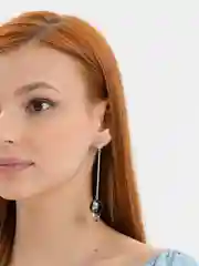 Серебряный асимметричные серьги-подвески с геометрическими вставками