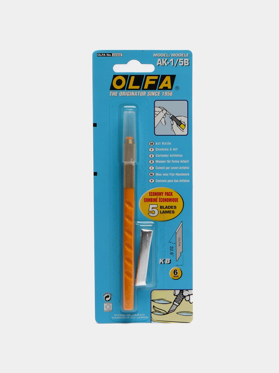 Нож скальпель Olfa с лезвиями 6 мм OL-AK-1/5B (Япония)