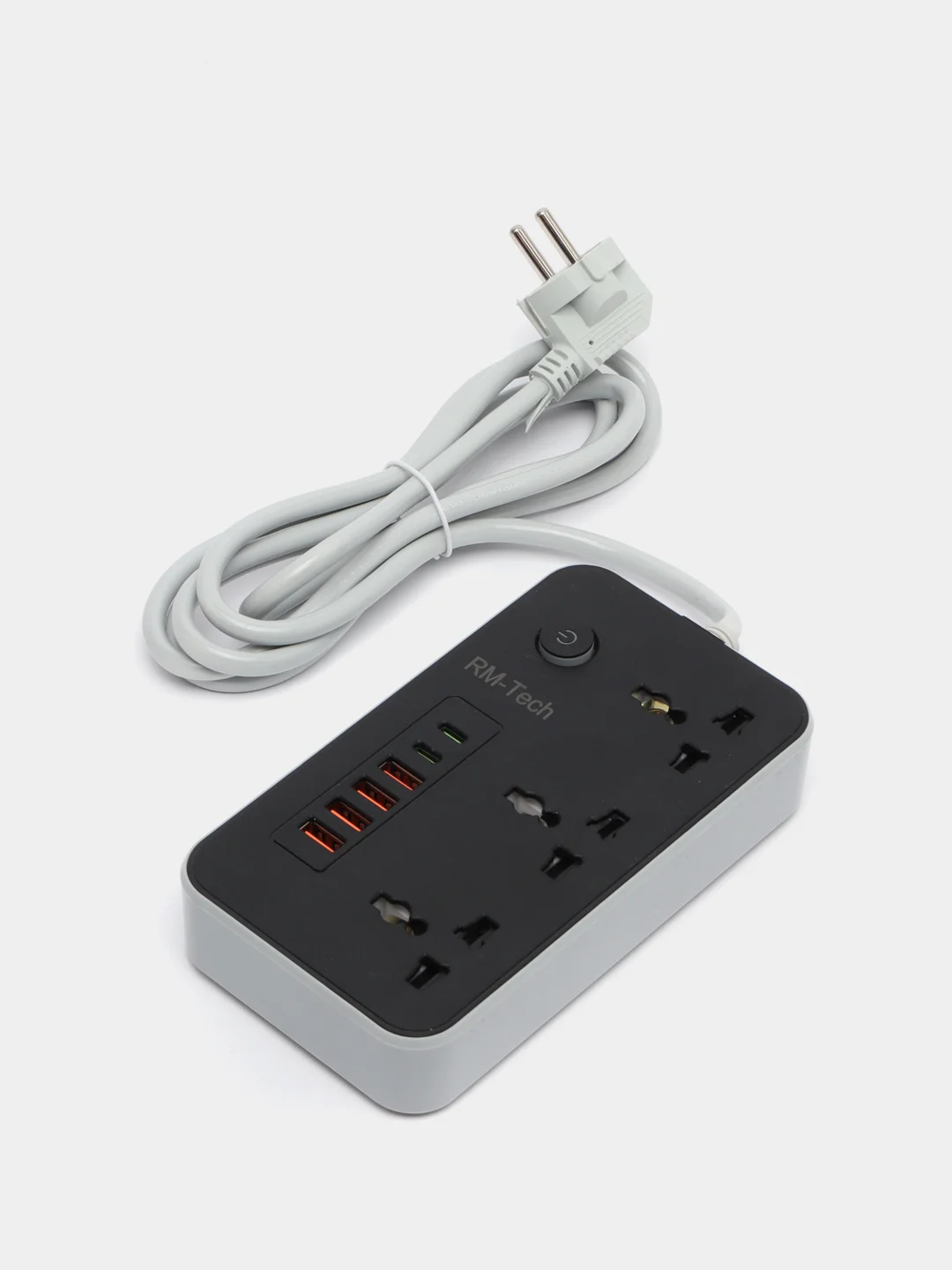 Черный фильтр-удлинитель с USB и Type C разъемами