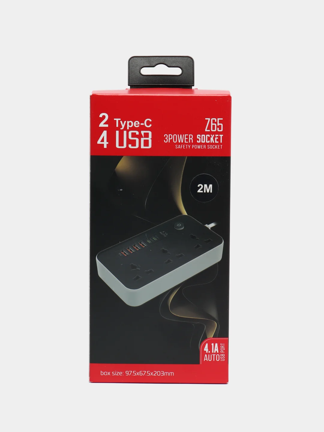 Черный фильтр-удлинитель с USB и Type C разъемами