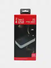 Черный фильтр-удлинитель с USB и Type C разъемами