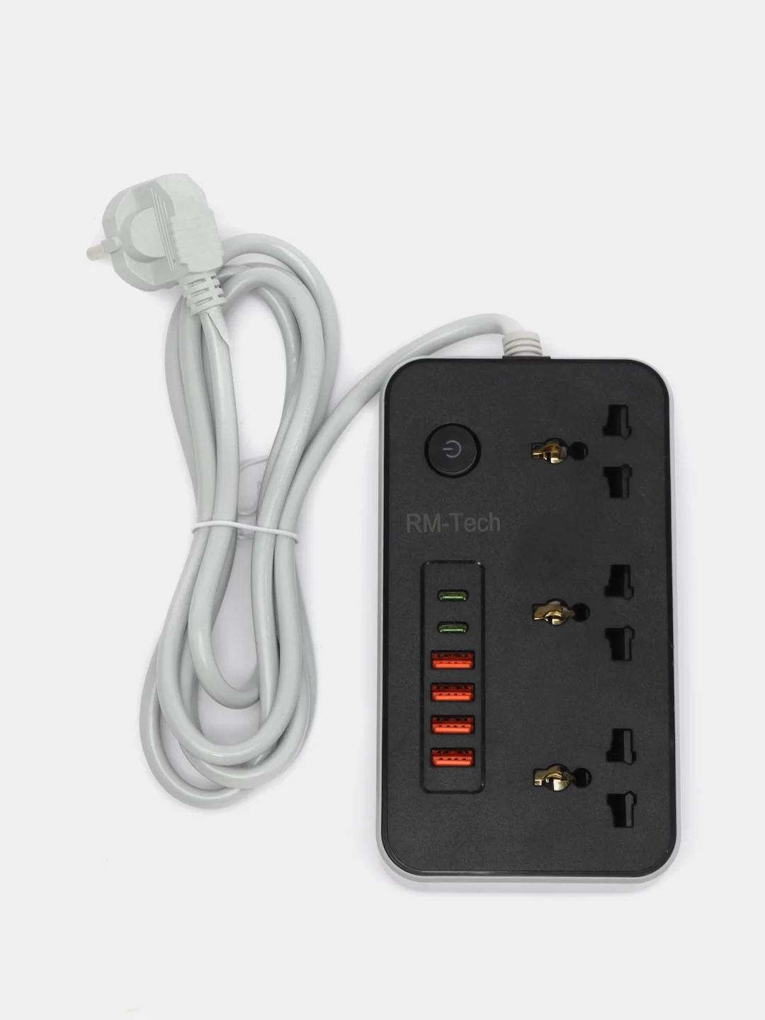 Черный фильтр-удлинитель с USB и Type C разъемами