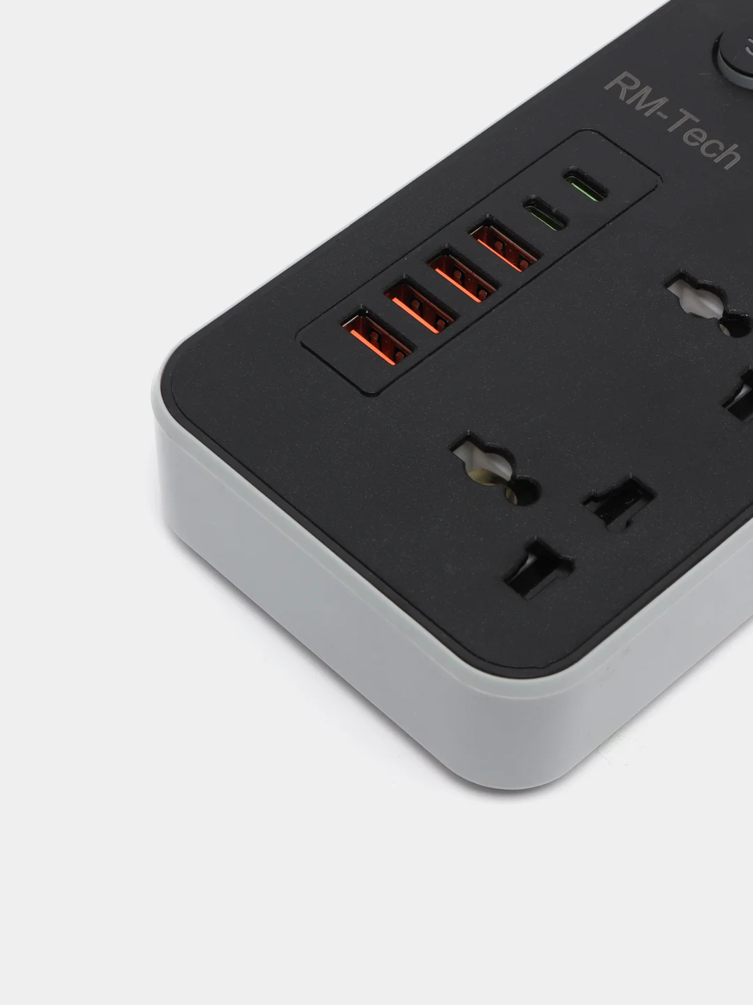 Черный фильтр-удлинитель с USB и Type C разъемами