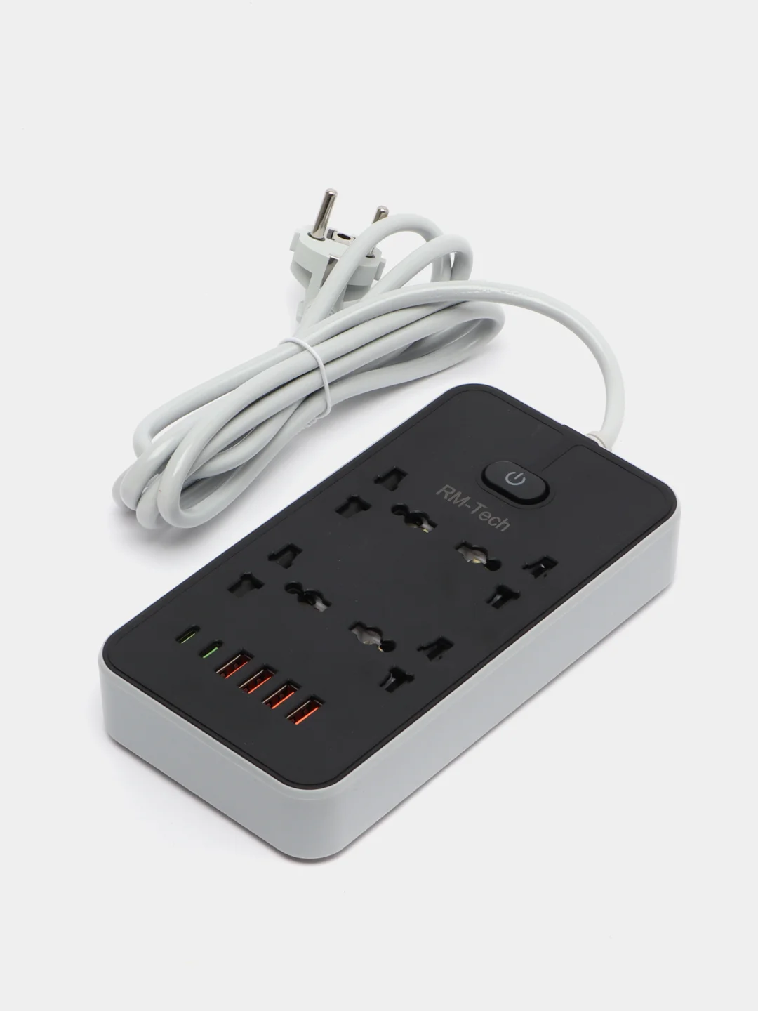 Черный фильтр удлинитель сетевой с USB и Type C разъемами