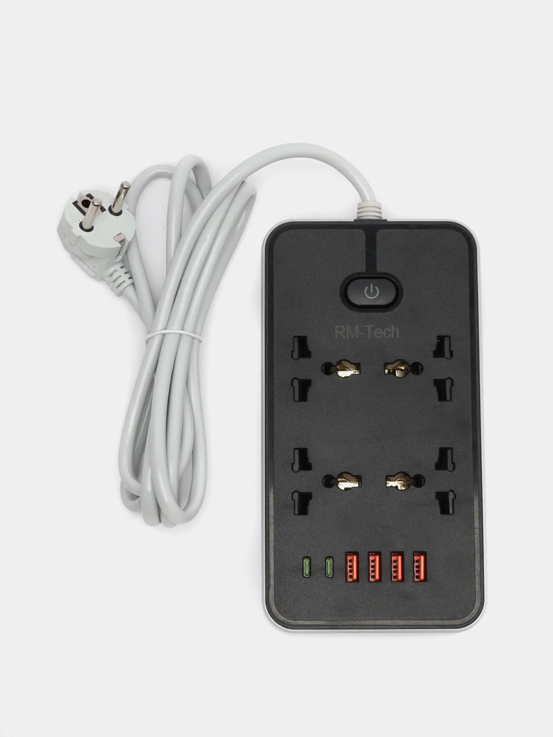 Черный фильтр удлинитель сетевой с USB и Type C разъемами