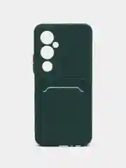 Зеленый силиконовый чехол для Tecno Pova 4 Pro (Техно Пова 4 Про), с карманом для карт, прозрачный