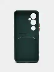 Зеленый силиконовый чехол для Tecno Pova 4 Pro (Техно Пова 4 Про), с карманом для карт, прозрачный