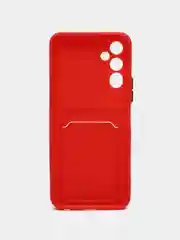 Красный силиконовый чехол для Tecno POVA Neo 2 (Техно Пова Нео 2), прозрачный с карманом для карт