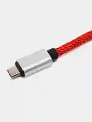 Красный плетёный USB кабель в оплетке Lightning, Micro Type-C