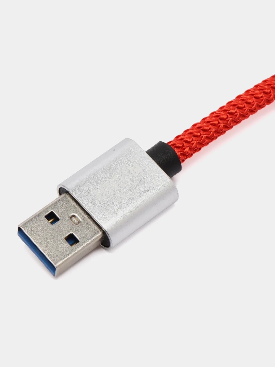 Красный плетёный USB кабель в оплетке Lightning, Micro Type-C