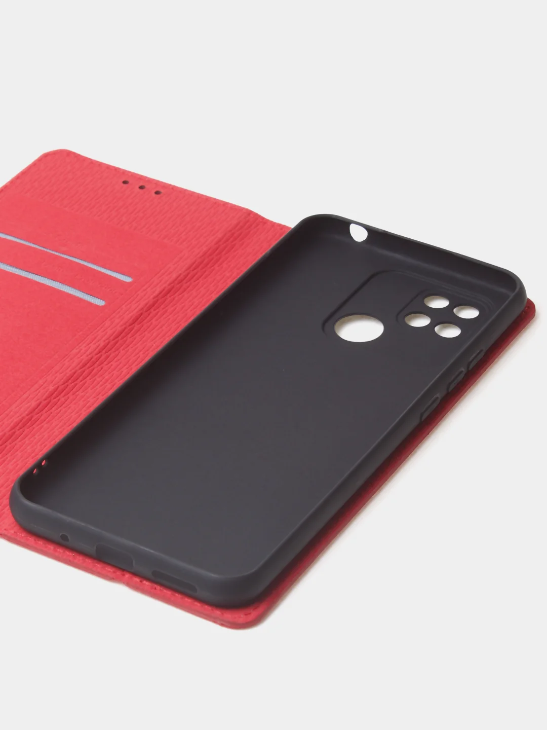 Красный чехол-книжка для Redmi 10C, Poco C40, из нубука, Super Creative