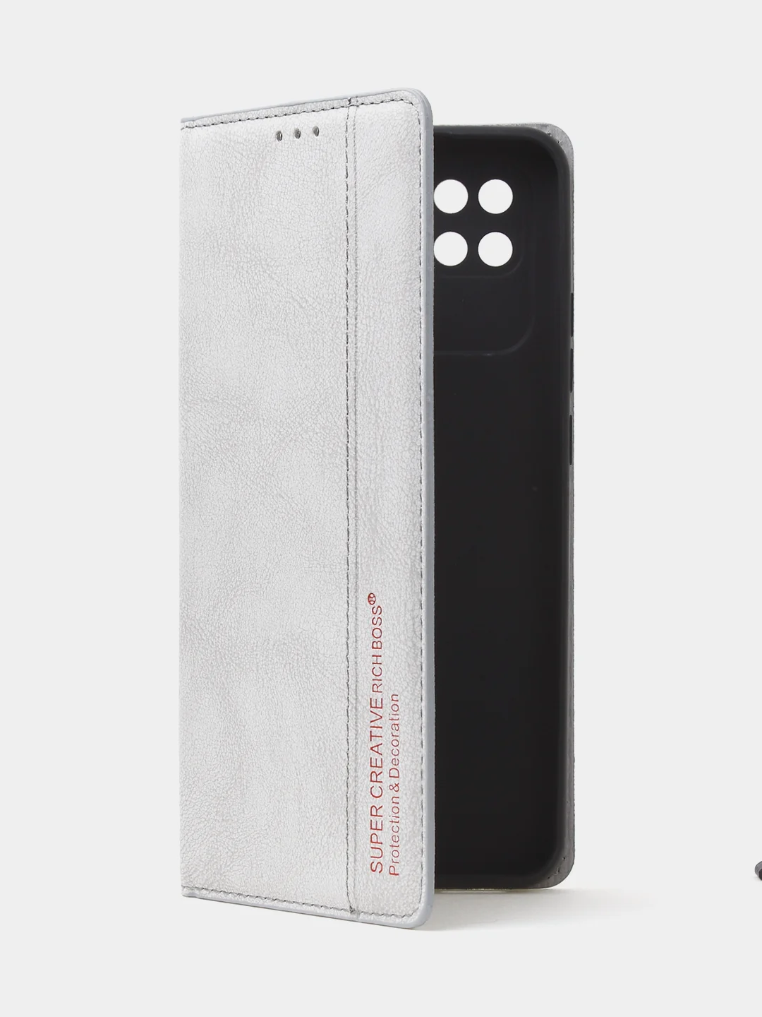 Серый чехол-книжка для Redmi 10C, Poco C40, из нубука, Super Creative
