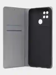 Серый чехол-книжка для Redmi 10C, Poco C40, из нубука, Super Creative