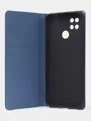 Синий чехол-книжка для Redmi 10C, Poco C40, из нубука, Super Creative