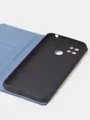 Синий чехол-книжка для Redmi 10C, Poco C40, из нубука, Super Creative