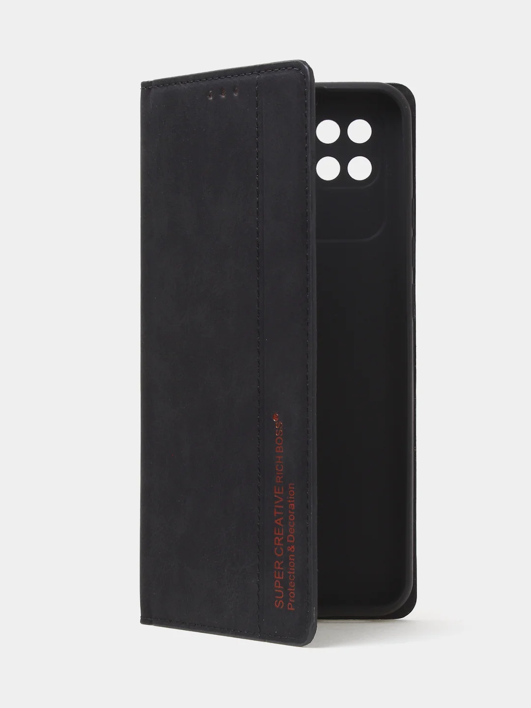 Черный чехол-книжка для Redmi 10C, Poco C40, из нубука, Super Creative