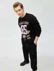 Черный свитшот мужской Koton, черный, цветной принт