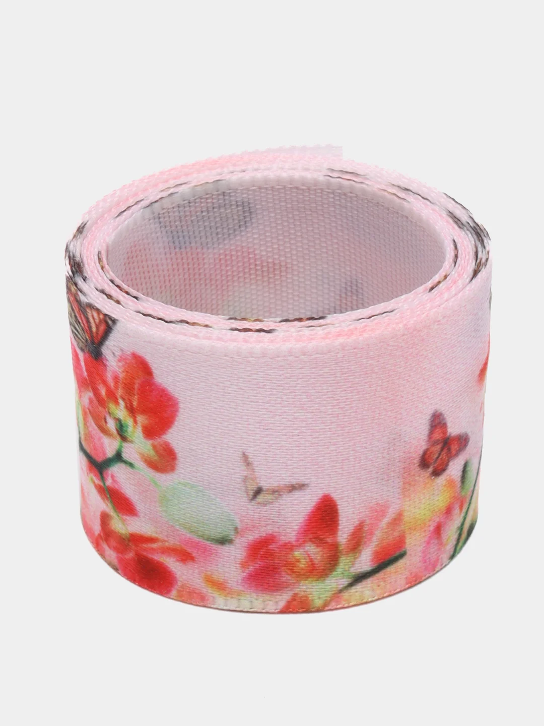 Коралловый лента атласная 2,5 см, с рисунком