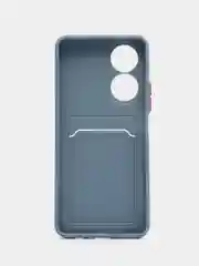 Синий меланж силиконовый чехол для Honor X7 (Хонор Х7 Икс 7), с карманом для карт, прозрачный
