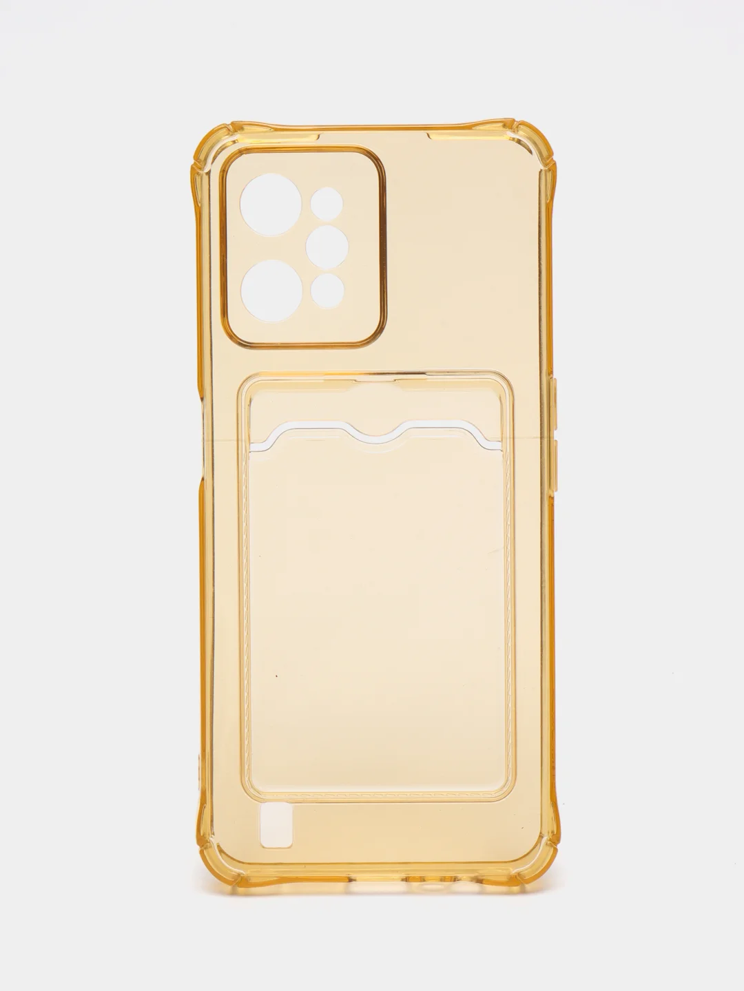 Золотой силиконовый чехол для Realme C31 (Реалми С31), с карманом для карт, прозрачный