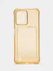 Золотой силиконовый чехол для Realme C31 (Реалми С31), с карманом для карт, прозрачный
