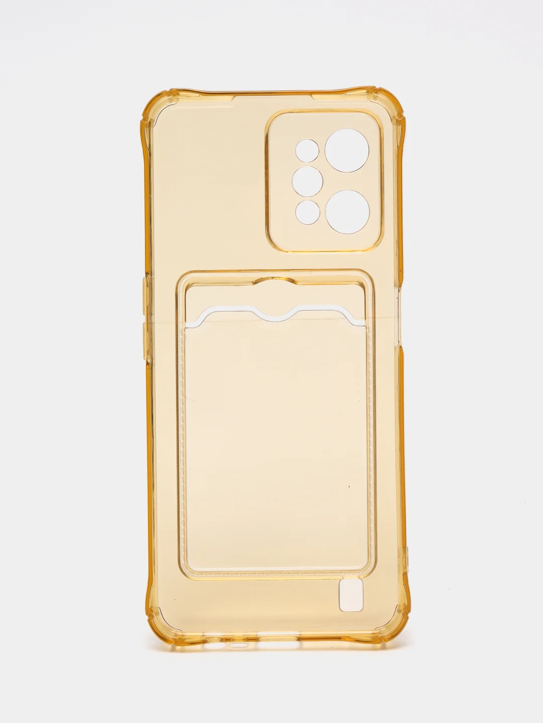 Золотой силиконовый чехол для Realme C31 (Реалми С31), с карманом для карт, прозрачный