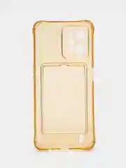 Золотой силиконовый чехол для Realme C31 (Реалми С31), с карманом для карт, прозрачный