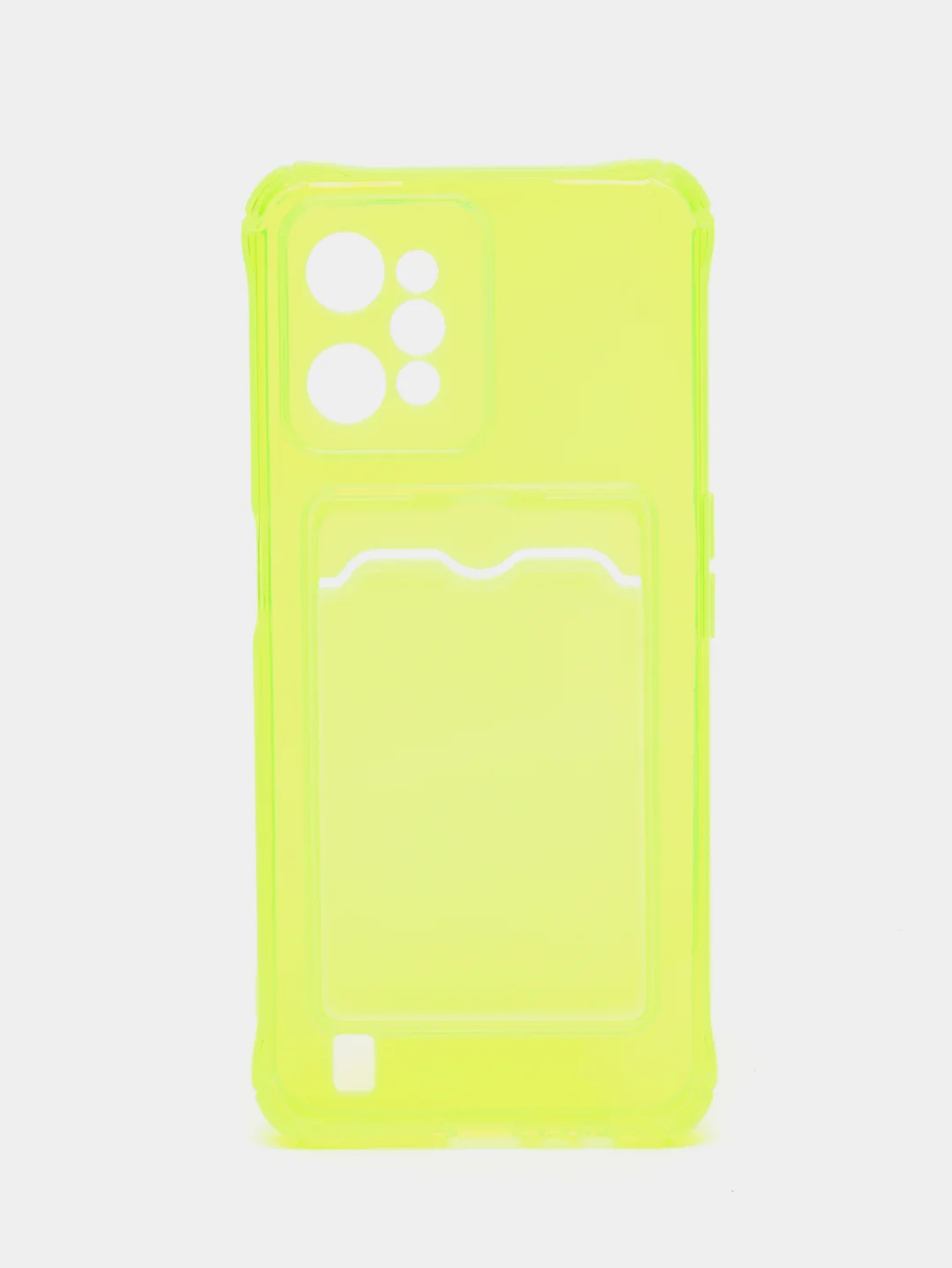 Желтый силиконовый чехол для Realme C31 (Реалми С31), с карманом для карт, прозрачный