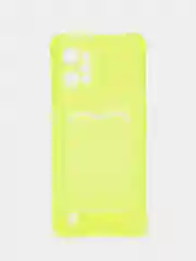 Желтый силиконовый чехол для Realme C31 (Реалми С31), с карманом для карт, прозрачный