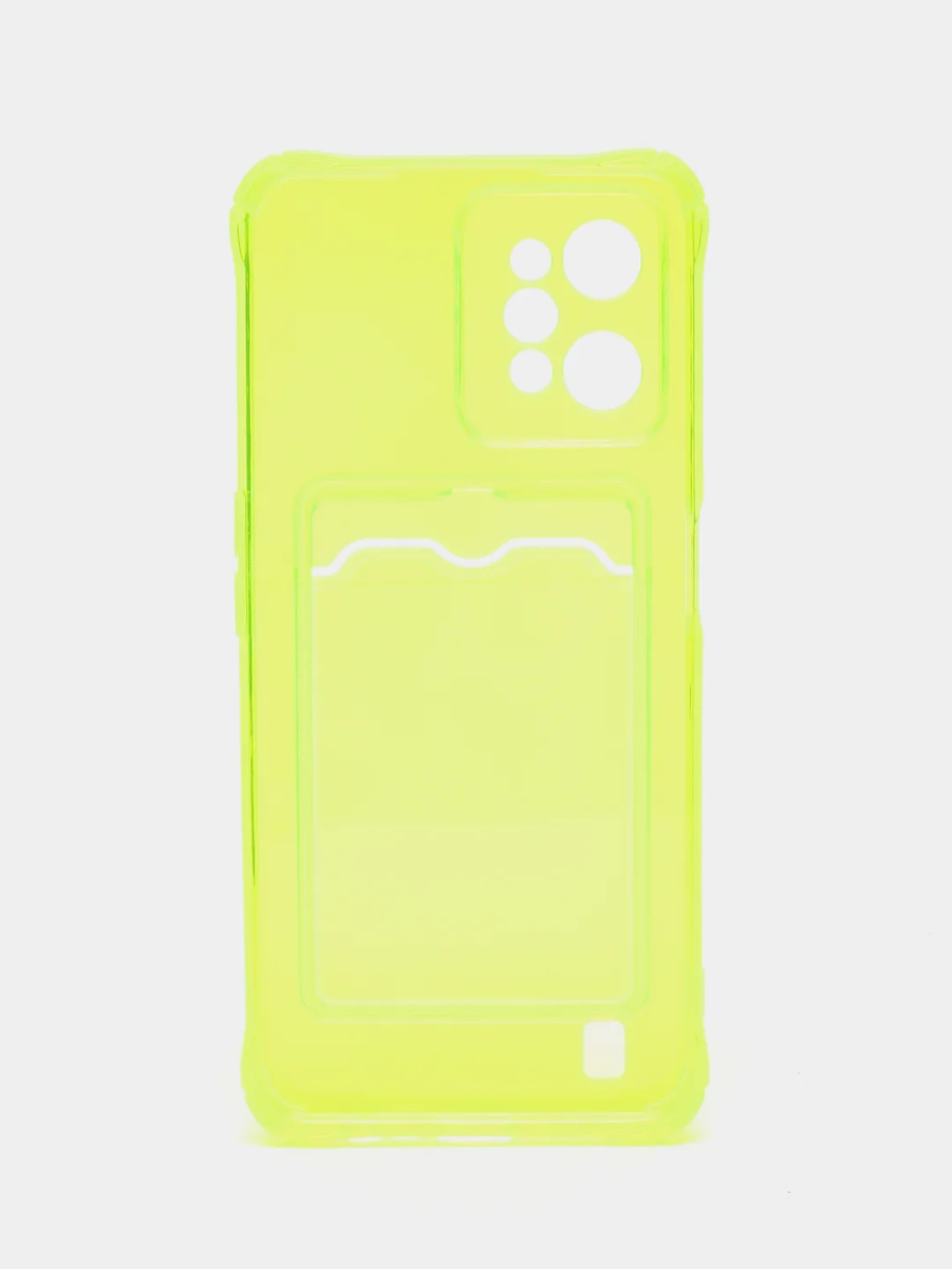 Бирюзовый силиконовый чехол для Realme C31 (Реалми С31), с карманом для карт, прозрачный