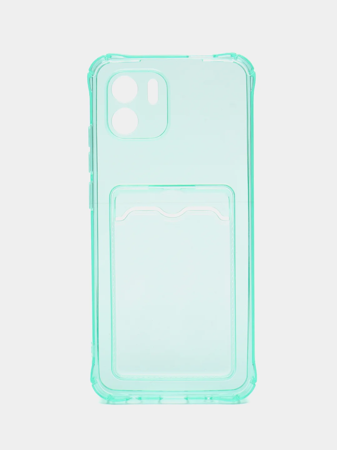 Бирюзовый силиконовый чехол Xiaomi Redmi A1, (Сяоми Редми А1), с карманом, прозрачный