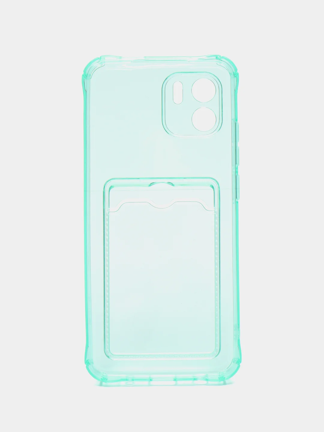 Бирюзовый силиконовый чехол Xiaomi Redmi A1, (Сяоми Редми А1), с карманом, прозрачный
