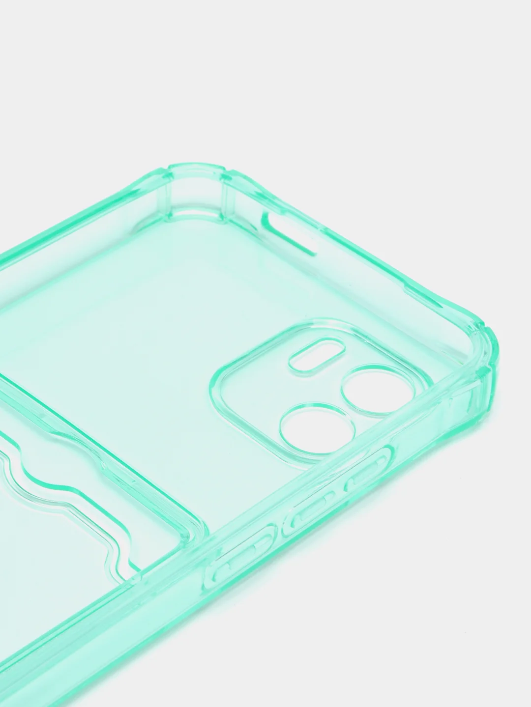 Бирюзовый силиконовый чехол Xiaomi Redmi A1, (Сяоми Редми А1), с карманом, прозрачный