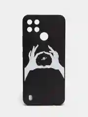 Пастельно-коралловый чехол для Realme C21y / C25y, с принтом, с рисунком (Реалми С21у / С25у)