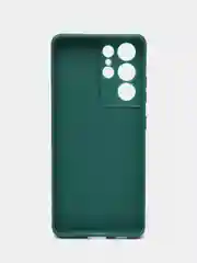 Тёмно-зелёный чехол для Samsung Galaxy S21 Ultra (Самсунг С21 ультра) Силиконовый, c защитой камеры