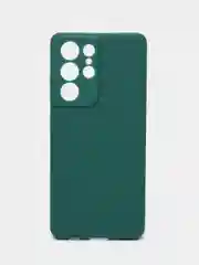 Тёмно-зелёный чехол для Samsung Galaxy S21 Ultra (Самсунг С21 ультра) Силиконовый, c защитой камеры